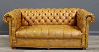 Vintage And Quality Leather Chesterfield Sofa.
