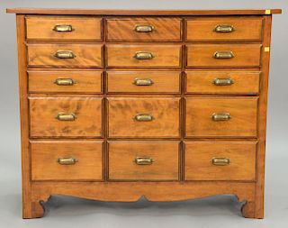 Cabinet/apothecary of fifteen drawers. ht. 39 in.; wd. 48 in.; dp. 15 in.