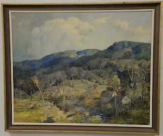 Oil on canvas mountainous landscape unsigned. 31 3/4" x 39"
