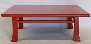 Midcentury Red Lacquered Asian Modern Style Low