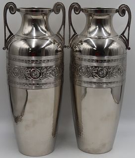 SILVERPLATE. Pair of German Silverplate Urns.