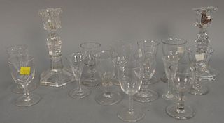 Fifteen piece lot including early stems and sandwich candlesticks, 19th century. ht. 7 in.