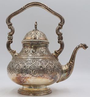 SILVER. Italian Di Cristofalo .800 Silver Teapot.
