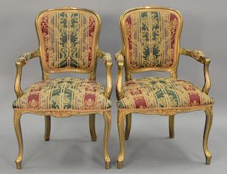 Set of four gilt decorated Louis XV style Fauteuil.