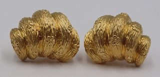 JEWELRY. Pair of Signed 18kt Gold Earrings.
