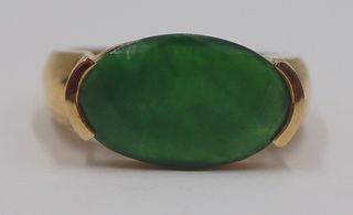 JEWELRY. 18kt Gold and Faceted Jade Ring.