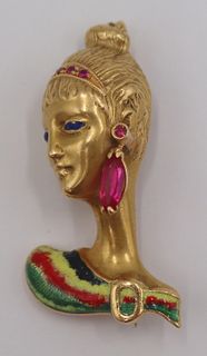 JEWELRY. Italian 18kt Gold, Enamel and Colored Gem