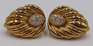 JEWELRY. Pair of Signed 18kt Gold and Diamond