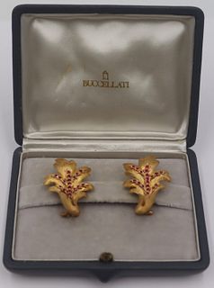JEWELRY. Pair of M. Buccellati 18kt Gold and Gem