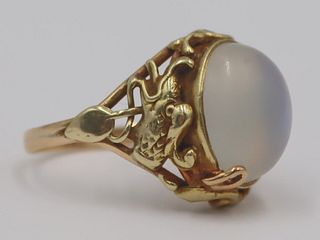 JEWELRY. 14kt Gold and Moonstone Cocktail Ring.