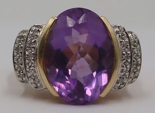 JEWELRY. 14kt Gold, Amethyst and Diamond Ring.