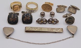 JEWELRY. Men's Grouping of Gold and Silver Jewelry