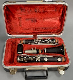 Noblet Paris France clarinet with nickel silver keys in fitted case.