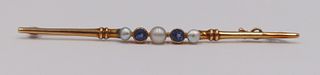 JEWELRY. Signed CF 15ct Gold, Sapphire and Pearl