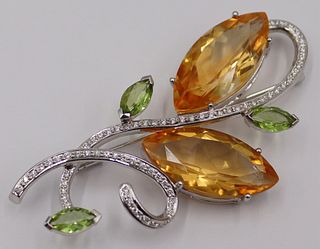 JEWELRY. Signed 18kt Gold, Diamond and Colored Gem