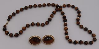 JEWELRY. 14kt Gold and Tiger's Eye Suite.