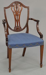 Margolis custom mahogany federal style armchair, signed.
