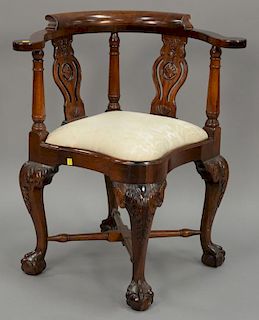 Mahogany Chippendale style corner chair.
