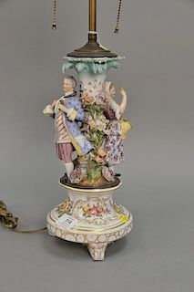 German porcelain figural table lamp. figure ht. 13 1/2 in.; total ht. 30 in.