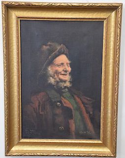Locke oil on canvas portrait, Jolly Old Tar, signed lower left Locke, 18 1/2" x 12 1/2".
