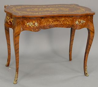 Louis XV style inlaid desk/vanity. ht. 37 in.; top: 24" x 41"