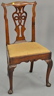 Georgian mahogany side chair with shell carved knees and pad feet.