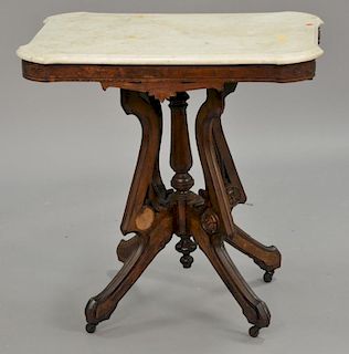 Victorian marble top table. top: 22" x 30"