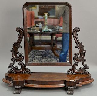 Victorian mahogany shaving mirror. ht. 30 in.; wd. 33 in.