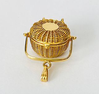 14K Yellow Gold Miniature Nantucket Basket Pendant