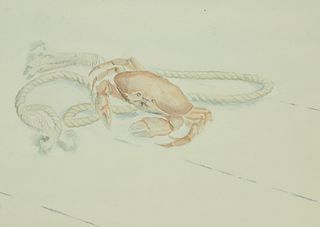 Cindy Lydon Watercolor on Paper "Honor's Crab"