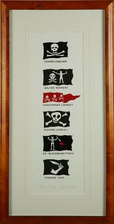 Vintage Eric Holch Original Silk Screen "Pirate Flags"