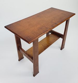 New England Tiger Maple Rectangular End Table, 19th Century