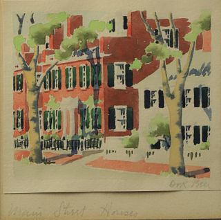 Doris and Richard Beer Watercolor on Paper "Main Street Houses"