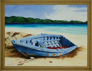 Michele Lavalette Oil on Canvas "Beached Dory"