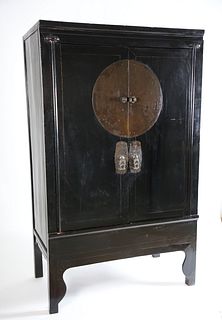 Chinese Black Lacquer Cabinet - Wardrobe