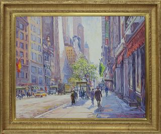 Jan Pawlowski Oil on Canvas "Springtime in New York City", circa 2005