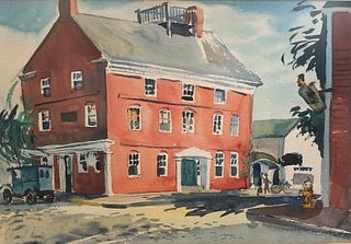 C. Robert Perrin Watercolor on Paper "Customs House Nantucket"