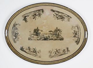 Tole Tray Depicting East Warfare, 19th Century