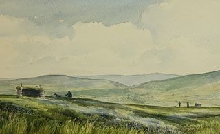 Lynne R. Moore Watercolor on Paper "Between Drives at Bolton Abbey"