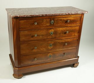 French Louis Phillipe Marble Top Chest of Drawers, 19th Century