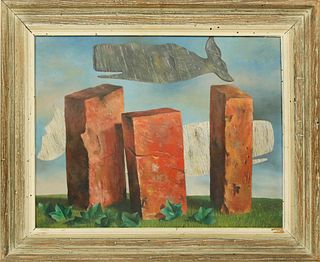 John Oliver Sharp Oil on Masonite "The Three Bricks in Summer"