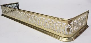19th Century English Pierced Brass Fireplace Fender