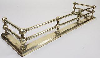Brass 2-Tier Ball and Rail Fireplace Fender, Vintage