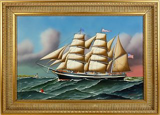 Jerome Howes Oil on Board "The Wanderer" Wrecked Off Martha's Vineyard 1924