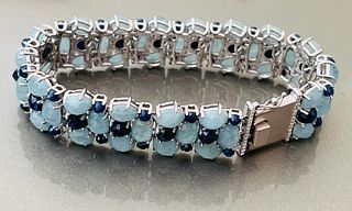 Aquamarine and Blue Sapphire Bracelet