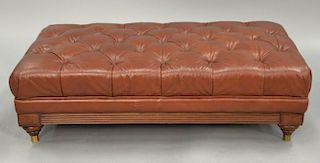 Leather tufted low bench/ottoman. ht. 14 in.; top: 26" x 48"