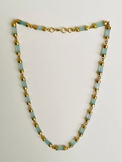 Faceted Aquamarine Bar Necklace Set in Vermeil Sterling Silver
