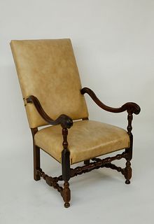 Continental Baroque Style Leatherette Library Chair