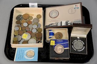 Box lot including coins and medals (some silver).