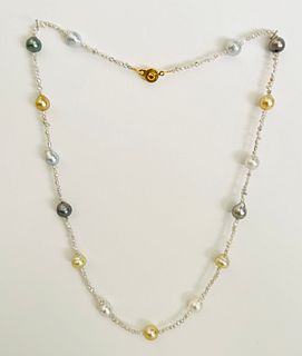 9mm-10mm South Sea, Tahitian and Keshi Pearl Necklace